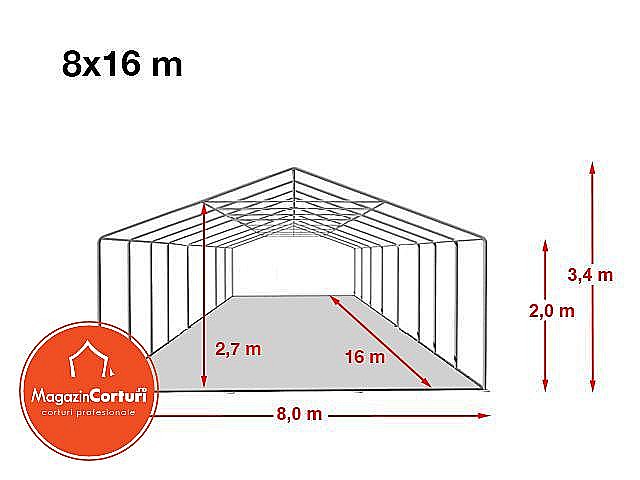 Cort Evenimente 8x16 m Profesional Plus 2 m Alb [2]