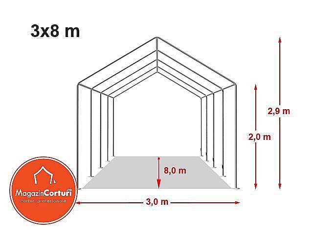 Cort Evenimente 3x8m Eco Alb [2]