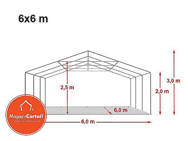  Cort Evenimente 6x6 m Premium 2 m Alb [2]