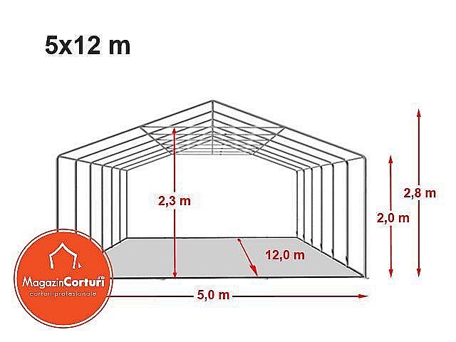 Cort Evenimente 5x12 m Premium 2 m Alb [2]