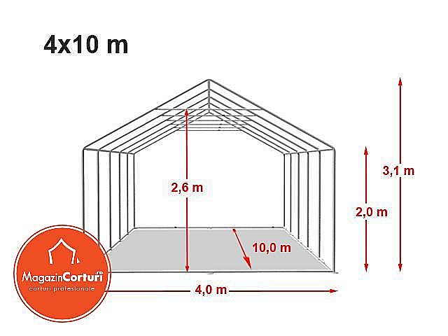 Cort Evenimente 4x10 m Premium 2 m Alb [2]