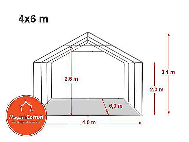 Cort Evenimente 4x6 m Premium 2 m Alb [2]