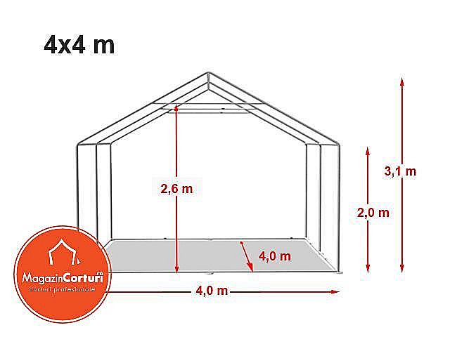 Cort Evenimente 4x4 m Premium 2 m Alb [2]