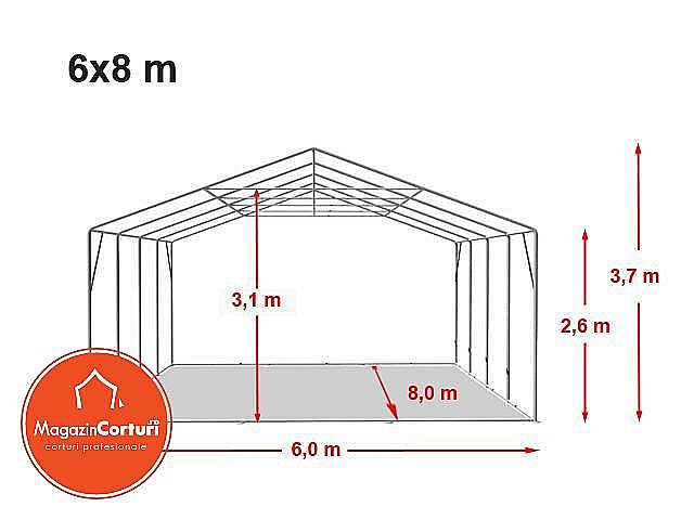  Cort Depozitare 6 x 8m XXL Profi 2,6m [2]