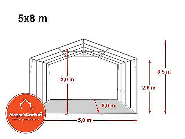  Cort Depozitare 5 x 8m XXL Profi 2,6m [2]
