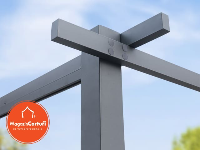 Pergola 3 x 4 m Eco – structura gri perlat, copertina bej (Stone) [10]