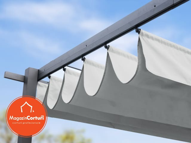 Pergola 3 x 4 m Eco – structura gri perlat, copertina bej (Stone) [9]