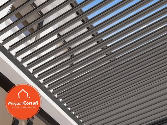 Pergola 3x4 m Eco – Gri perlat, cu acoperis din lamele reglabile [2]