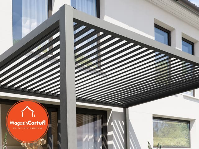 Pergola 3x4 m Eco – Gri perlat, cu acoperis din lamele reglabile [4]