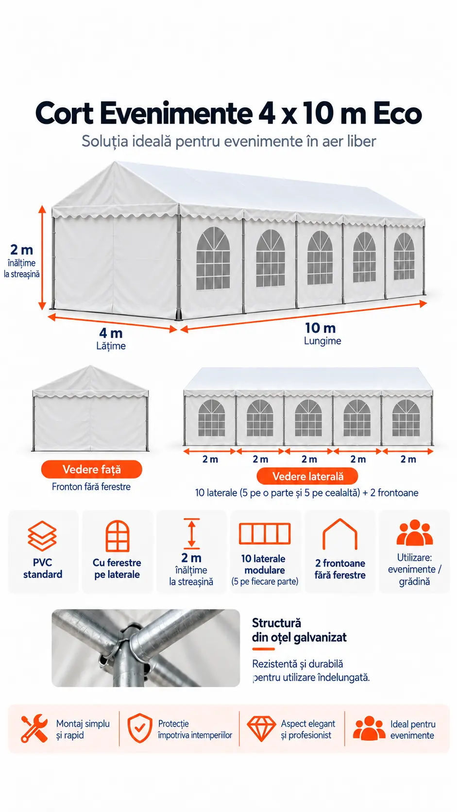 Cort evenimente 4 x 10 - 4 x 10 Cort Evenimente și Grădină Eco