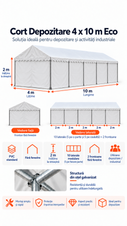 Corturi depozitare - 4 x 10 Cort Industrial și Depozitare Eco