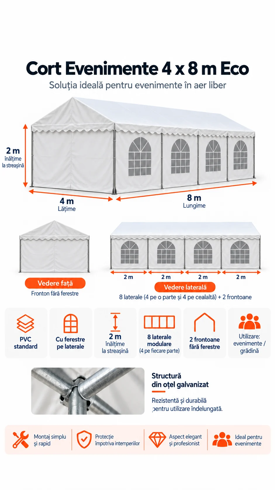 Cort evenimente 4 x 8 - 4 x 8 Cort Evenimente și Grădină Eco