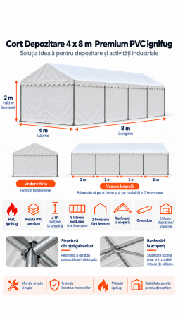 4 x 8 Cort Industrial și Depozitare Premium PVC ignifug