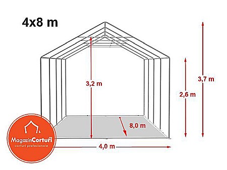 Cort Depozitare 4 x 8m XXL Profi 2,6m [1]
