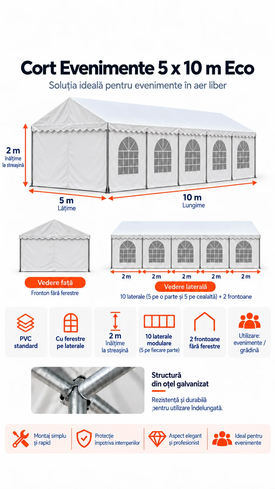 Cort evenimente 5 x 10 - 5 x 10 Cort Evenimente și Grădină Eco