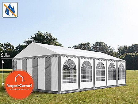 Corturi evenimente - Cort Evenimente 6x10 m Profesional Plus 2 m Alb Gri
