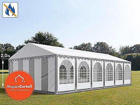 Corturi evenimente - Cort Evenimente 6x12 m Profesional Plus 2 m Alb Gri