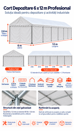 Cort depozitare 6 x 12 - 6 x 12 Cort Industrial și Depozitare Profesional