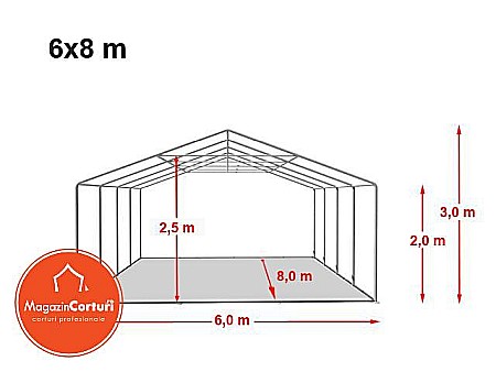 Cort Evenimente 6x8m Premium 2m Alb [1]