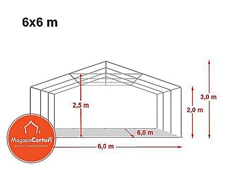  Cort Evenimente 6x6 m Premium 2 m Alb [1]