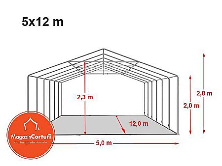 Cort Evenimente 5x12 m Premium 2 m Alb [1]