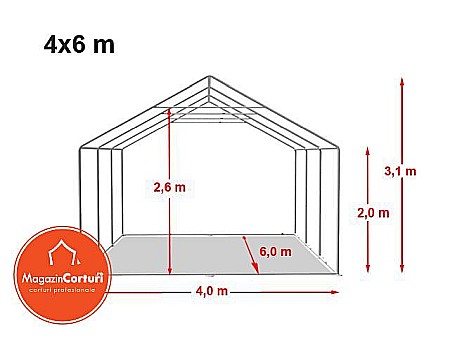 Cort Evenimente 4x6 m Premium 2 m Alb [1]