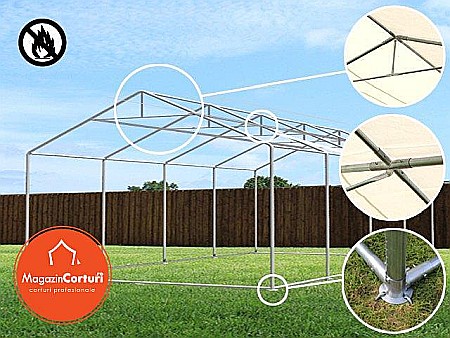 Cort Evenimente 5x8 m Profesional Plus 2 m Alb [2]