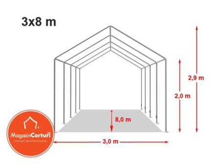 Cort Depozitare Industrial 3x8 m Eco [1]