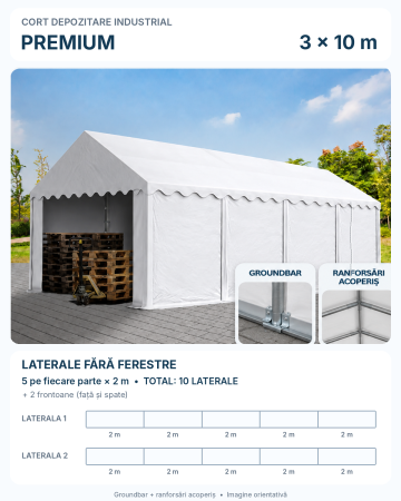 Cort depozitare 3 x 10 - 3 x 10 Cort Industrial și Depozitare Premium