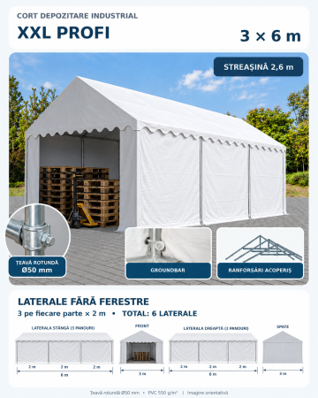 Cort depozitare 3 x 6 - 3 x 6 Cort Industrial și Depozitare Profi XXL