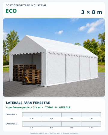 Corturi depozitare - Cort Depozitare Industrial 3x8 m Eco