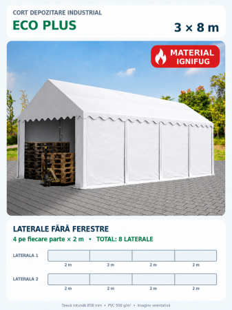 Cort industrial 3 x 8 - Cort Depozitare Industrial 3x8 m Eco Plus