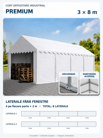 Cort industrial 3 x 8 - Cort Depozitare Industrial 3x8 m Premium