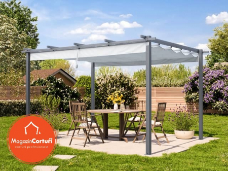 Pergola - Pergola 3 x 4 m Eco – structura gri perlat, copertina bej (Stone)
