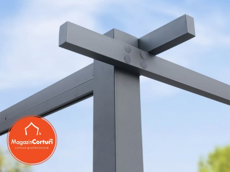 Pergola 3 x 4 m Eco – structura gri perlat, copertina bej (Stone) [9]