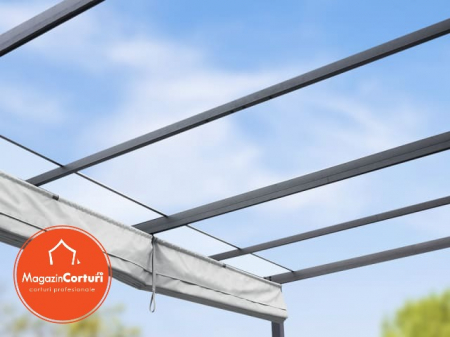 Pergola 3 x 4 m Eco – structura gri perlat, copertina bej (Stone) [7]