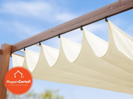 Pergola 3 x 4 m cu aspect de lemn, cu copertina textila crem [9]