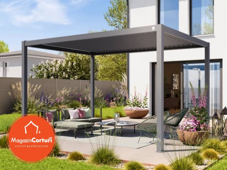 Pergola - Pergola 3x4 m Eco – Gri perlat, cu acoperis din lamele reglabile