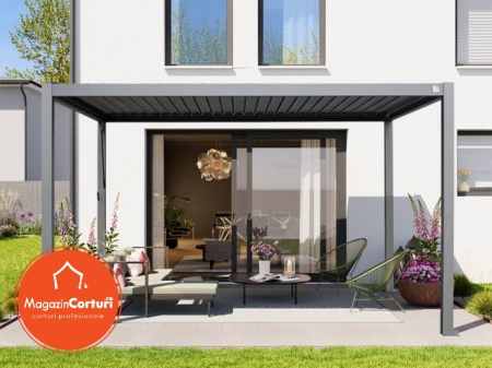 Pergola 3x4 m Eco – Gri perlat, cu acoperis din lamele reglabile [2]