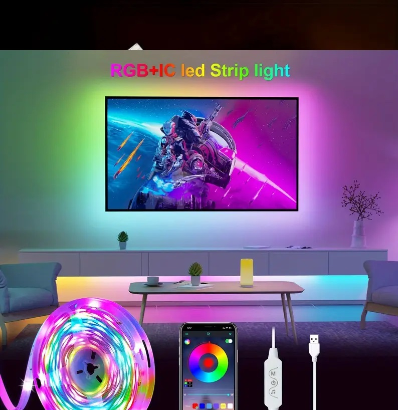 Bandă de lumină LED RGB+IC cu control prin aplicație [3]