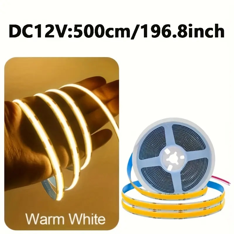 Banda LED COB 12V  Lumina CALDA / 5m [1]