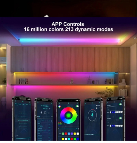 Bandă de lumină LED RGB+IC cu control prin aplicație [3]