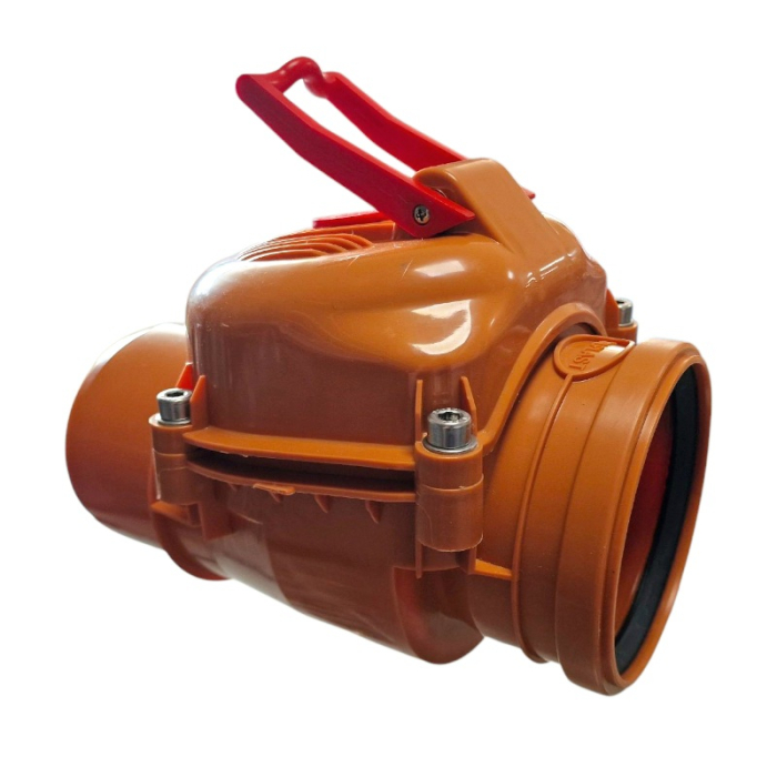 Clapeta antiretur pentru scurgere, D 110 mm, cu inchizator, portocalie [2]