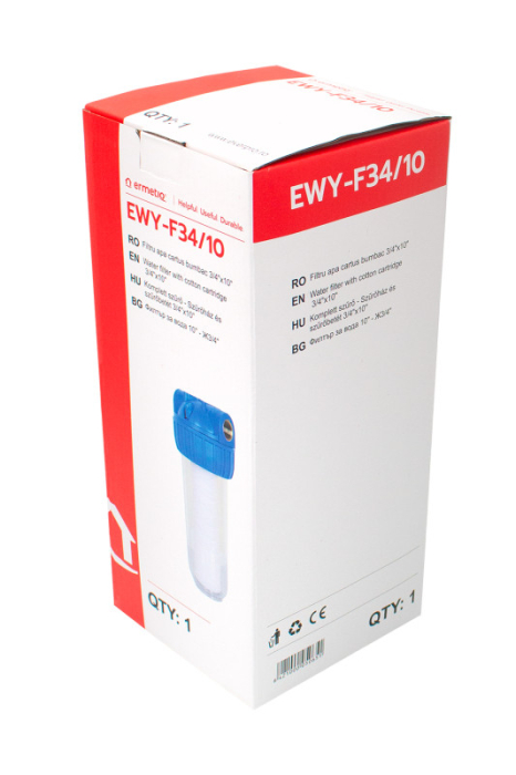 Filtru apa 10” cu cartus bumbac, filet interior 3/4, Ermetiq [3]