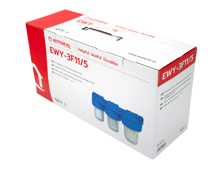 Filtru apa triplu 5” x 1”, cu cartus bumbac, sita si carbune activ, Ermetiq EWY-3F11/5 [4]