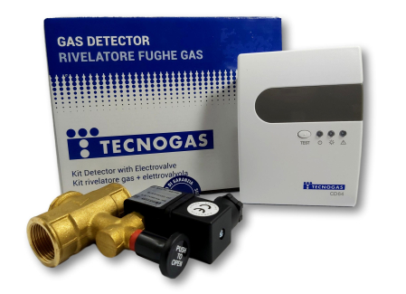 Instalatii termice si sanitare - Detector de gaze TECNOGAS cu electrovalva, Kit complet pentru detectarea scurgerilor de gaz metan și GPL