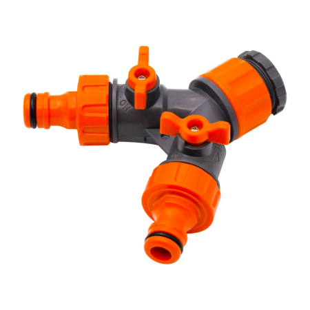 Adaptor Y cu 2 robineti 1/2-3/4"F - 2 x cupla rapida M [1]