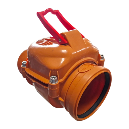 Instalatii termice si sanitare - Clapeta antiretur pentru scurgere, D 110 mm, cu inchizator, portocalie