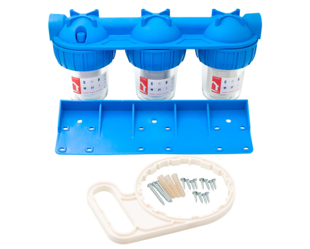 Filtru apa triplu 5” x 1”, cu cartus bumbac, sita si carbune activ, Ermetiq EWY-3F11/5 [1]