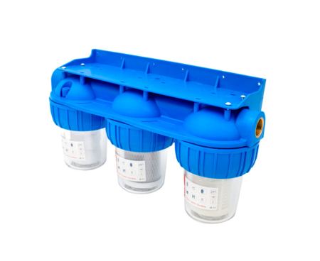 Filtru apa triplu 5” x 3/4”, cu cartus bumbac, sita si carbune activ, Ermetiq EWY-3F34/5 [2]